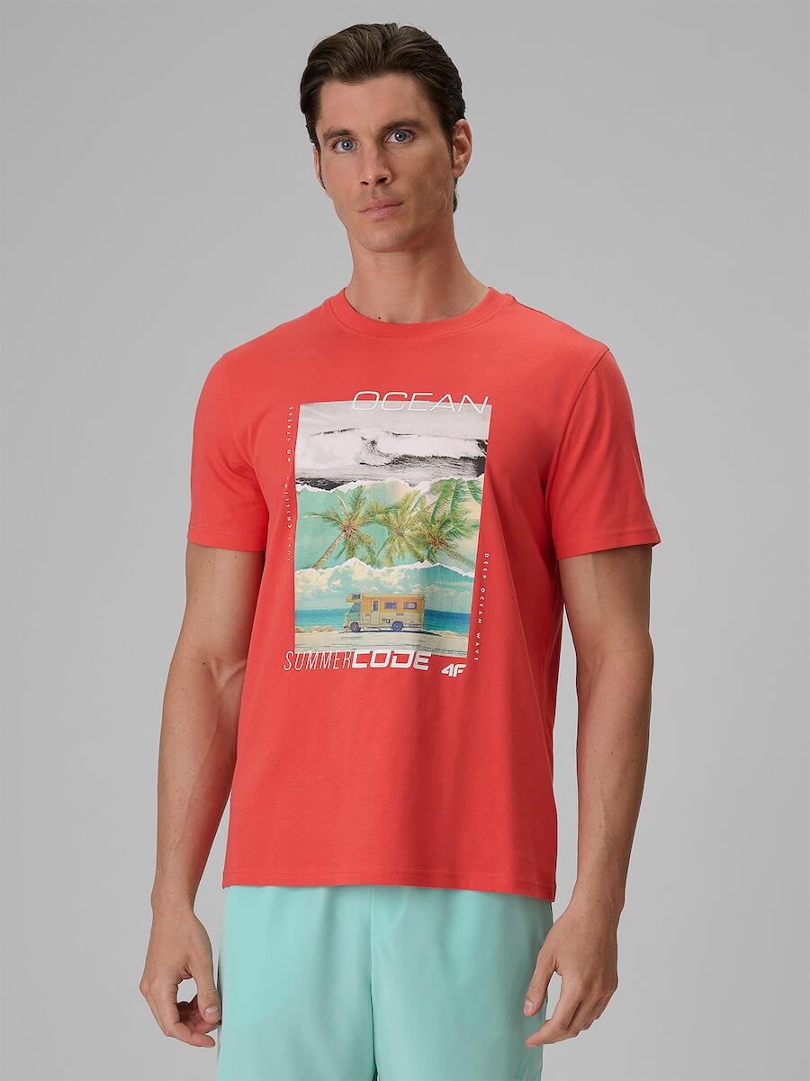 T-shirt regular z nadrukiem męski 4F 4FRSS26TTSHM4304
