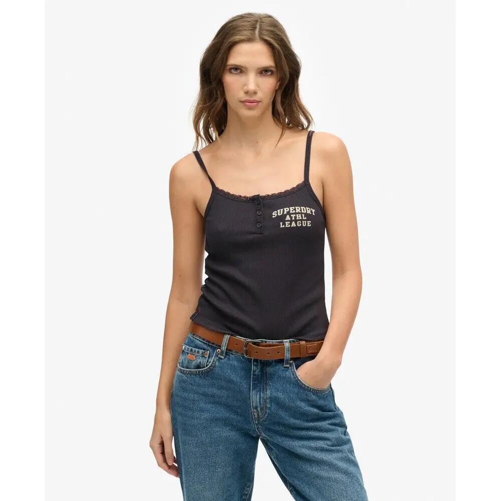 Kobieta z wzorem koszulka bez rękawów z guzikami Superdry Athletic Essentials