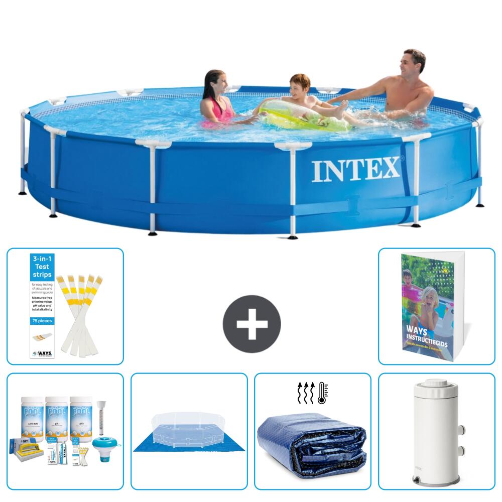 INTEX Basen ze stelażem Okrągły - 366x76 cm - 7-częściowy S115