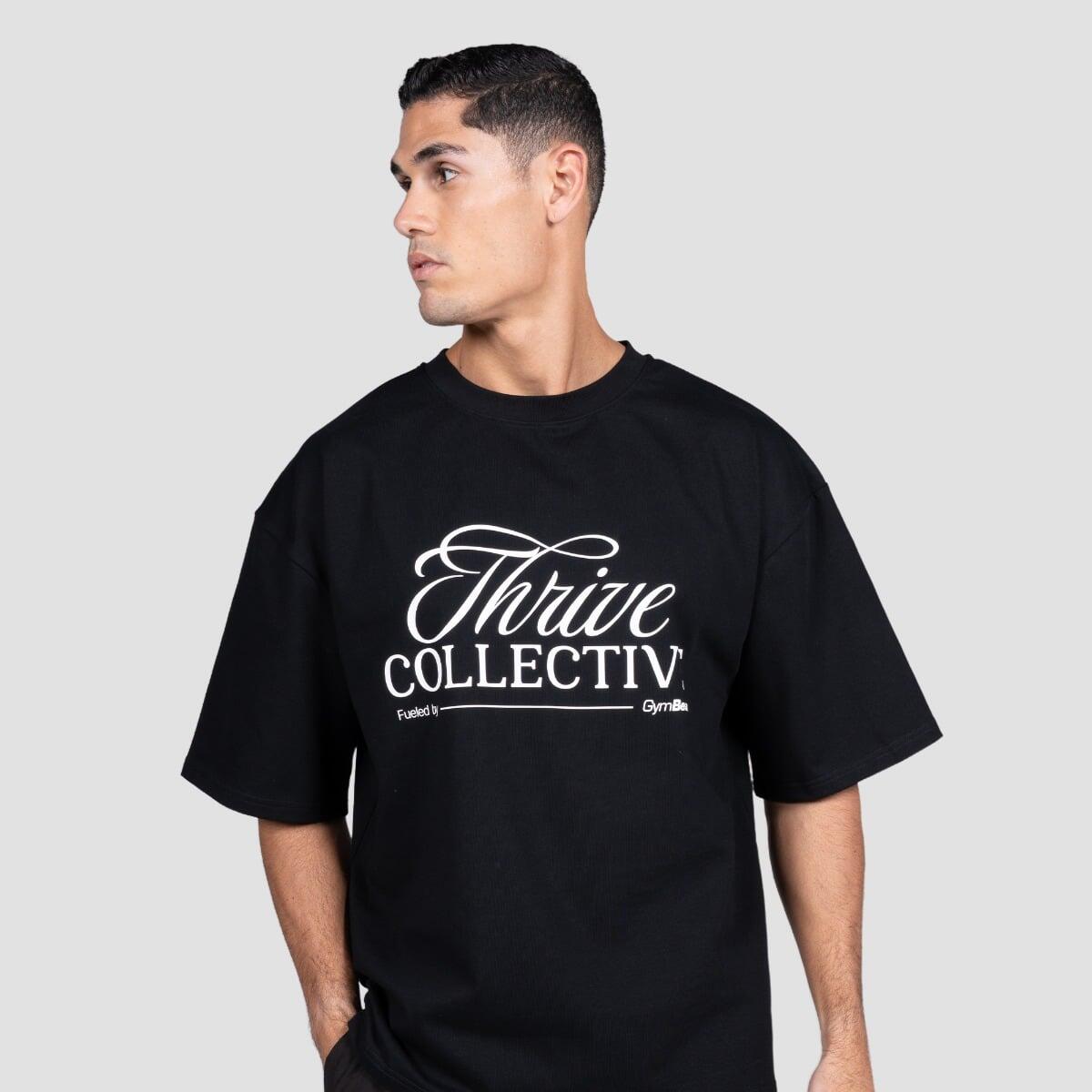 Koszulka męska fitness oversize czarna Thrive
