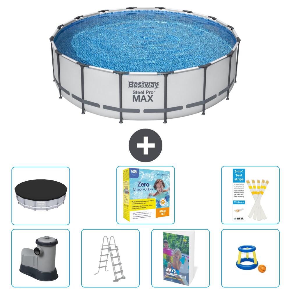 BESTWAY Basen Steel Pro MAX Okrągły - 488x122 cm - 8-częściowy S529