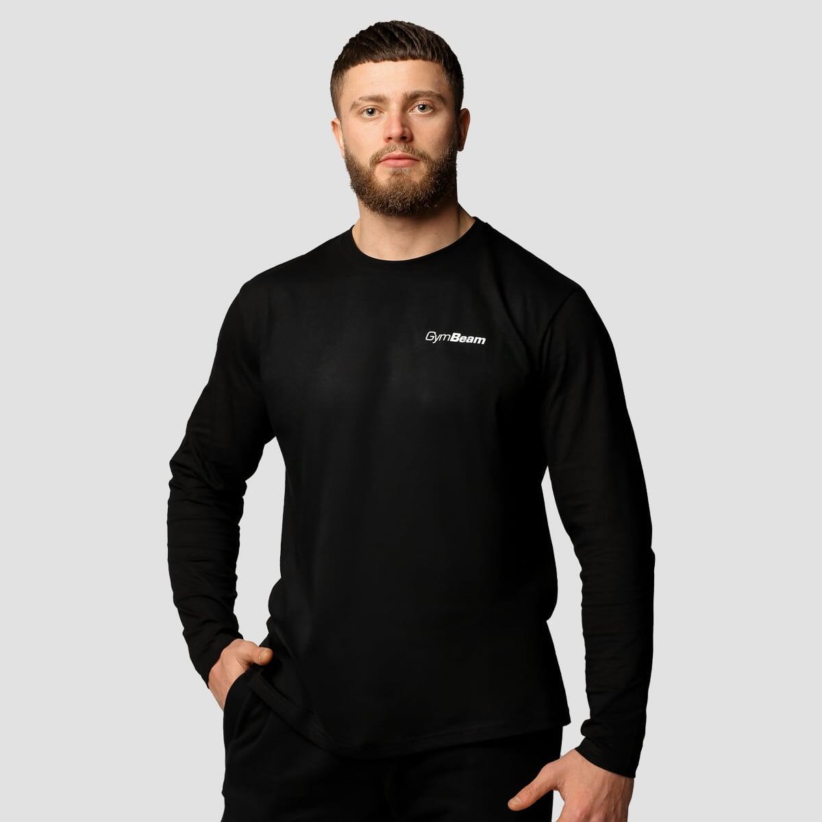 Koszulka męska fitness z długim rękawem czarna Basic
