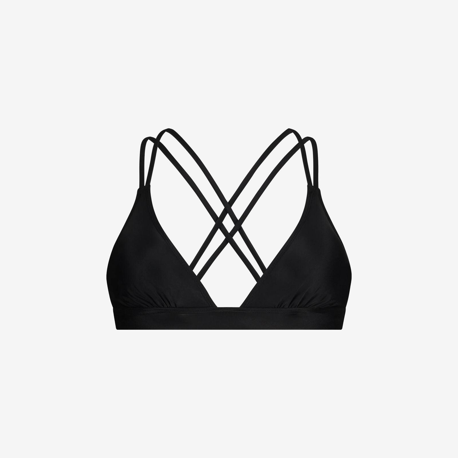 Damski top bikini z krzyżowanym tyłem do pływania & surfingu - Czarny