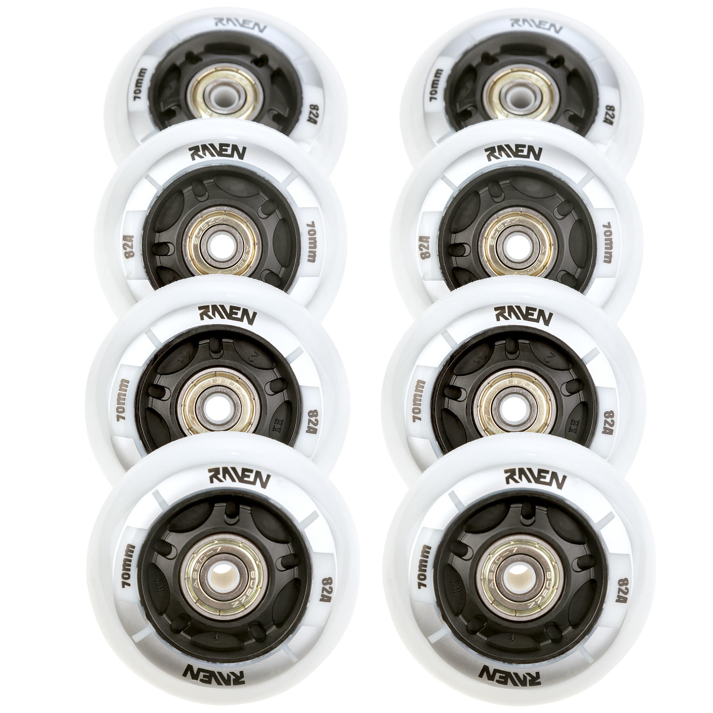 8x Świecące kółka LED + łożyska do rolek Raven Helixi PU