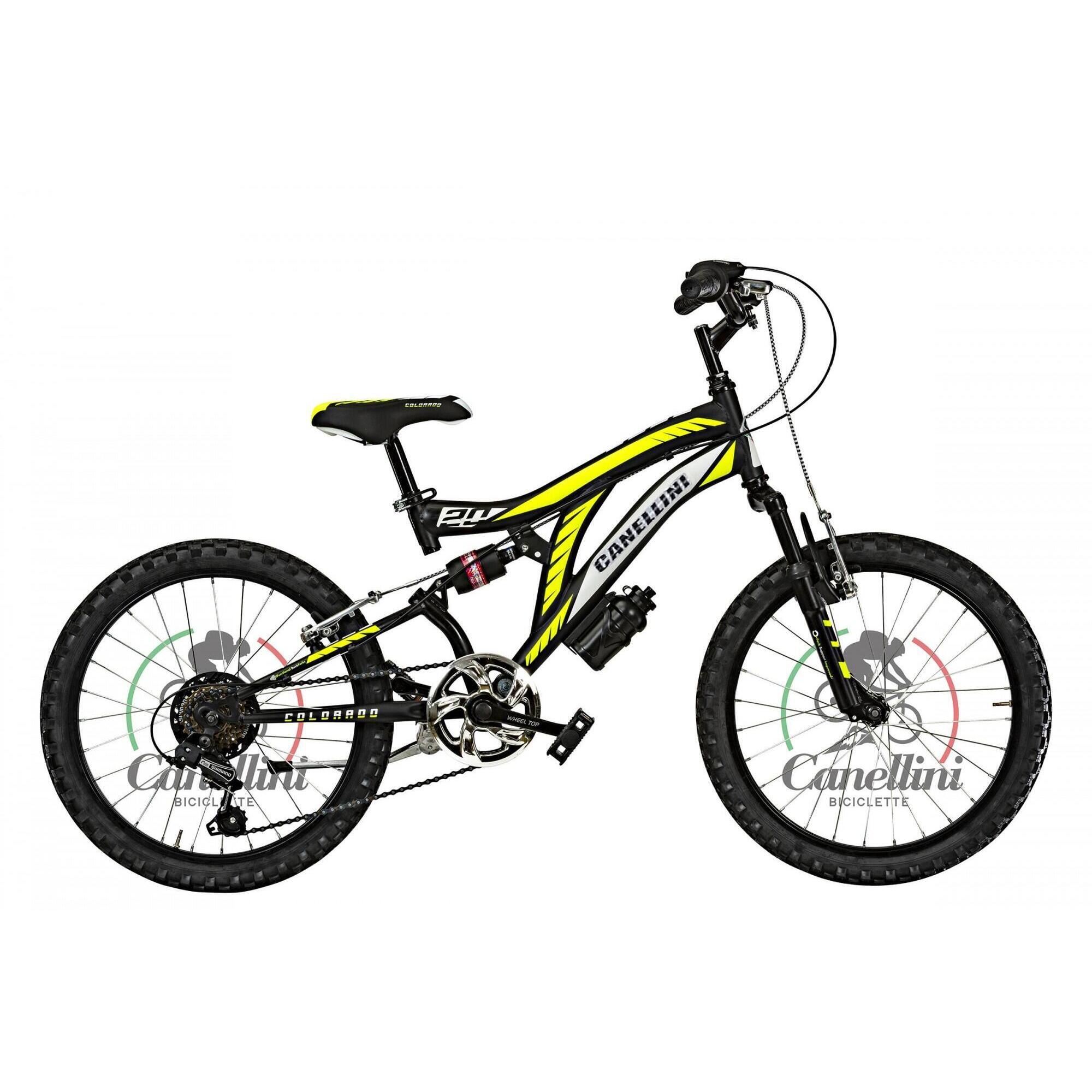 Rower Dziecięcy MTB Canellini COLORADO 20 z pełnym zawieszeniem - Czarny/Żółty