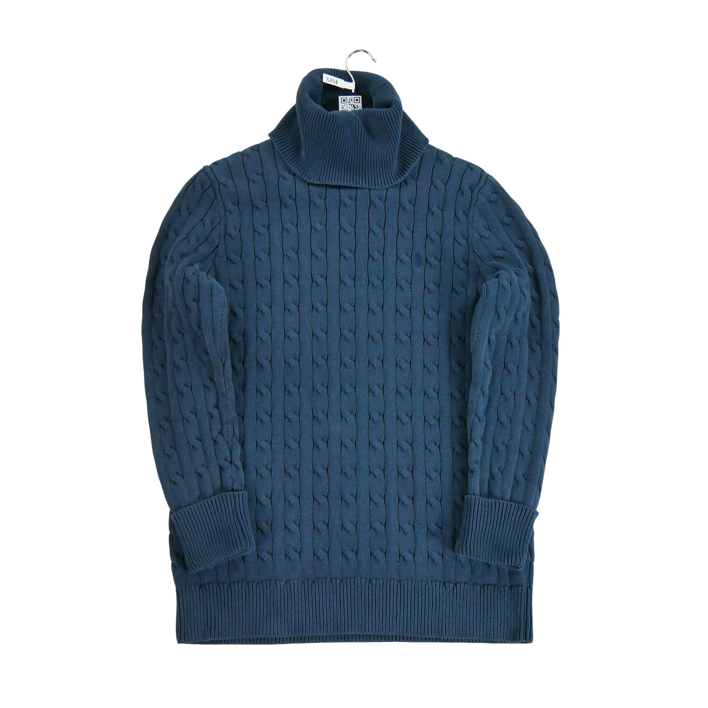 Second life - Damski sweter w granatowym odcieniu z przędzy skręconej - Jak nowy