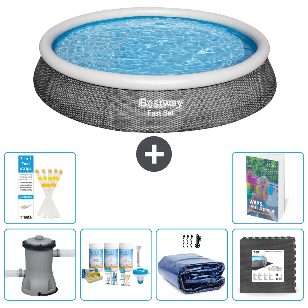 BESTWAY Basen Fast Set Okrągły - 396x84 cm - 7-częściowy S233