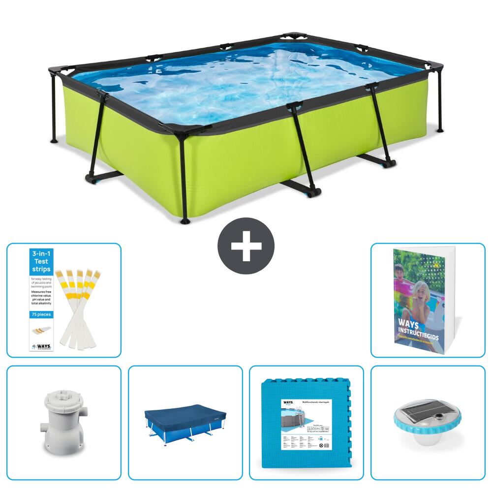 EXIT TOYS Basen Prostokątny - 300x200x65 cm - 7-częściowy S348
