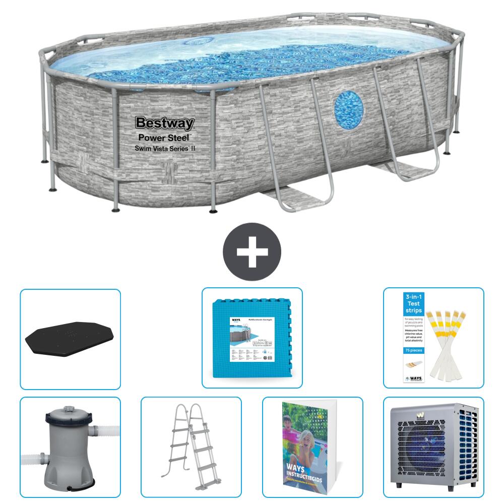 BESTWAY Basen Power Steel Owalny - 427x250x100 cm - 8-częściowy S601