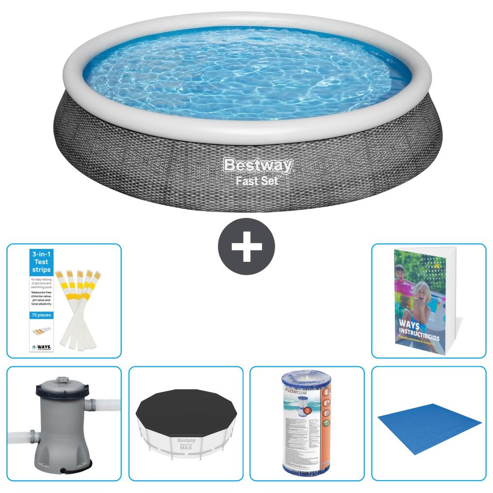 BESTWAY Basen Fast Set Okrągły - 396x84 cm - 7-częściowy S341