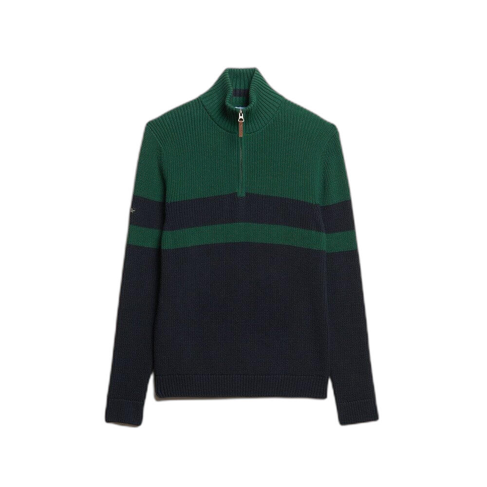 Oversize bawełnowy sweter w paski z zamkiem dla kobiet Superdry Classic