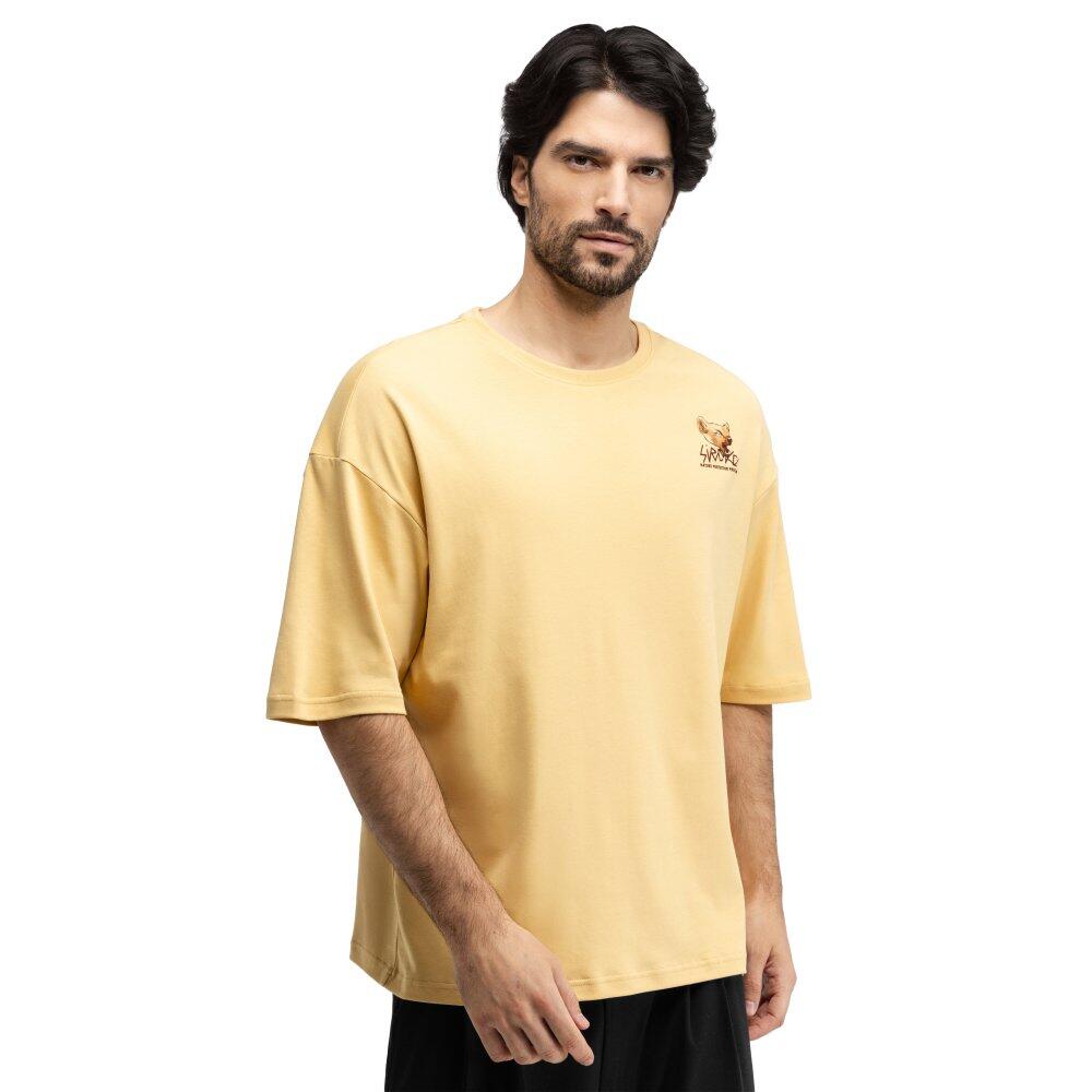 Męska koszulka oversize z krótkim rękawem Siroko Grama Mustard