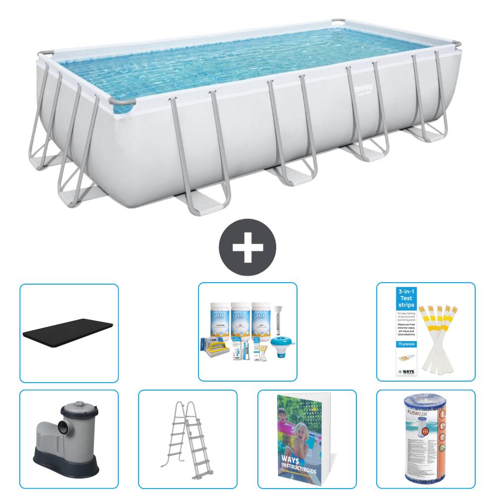 BESTWAY Basen Power Steel Prostokątny - 549x274x122 cm - 8-częściowy S556