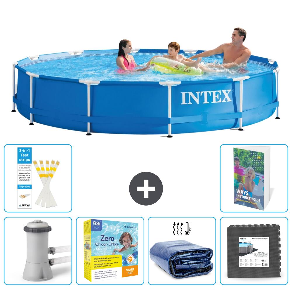 INTEX Basen ze stelażem Okrągły - 366x76 cm - 7-częściowy S285