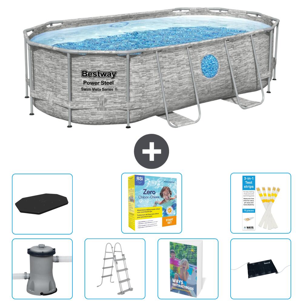 BESTWAY Basen Power Steel Owalny - 427x250x100 cm - 8-częściowy S582