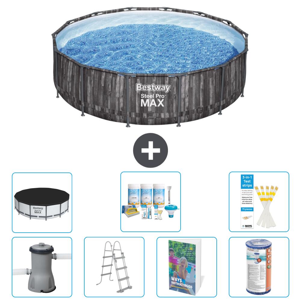 BESTWAY Basen Steel Pro MAX Okrągły - 427x107 cm - 8-częściowy S556