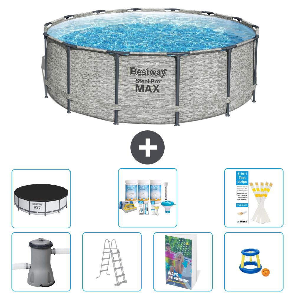 BESTWAY Basen Steel Pro MAX Okrągły - 427x122 cm - 8-częściowy S548