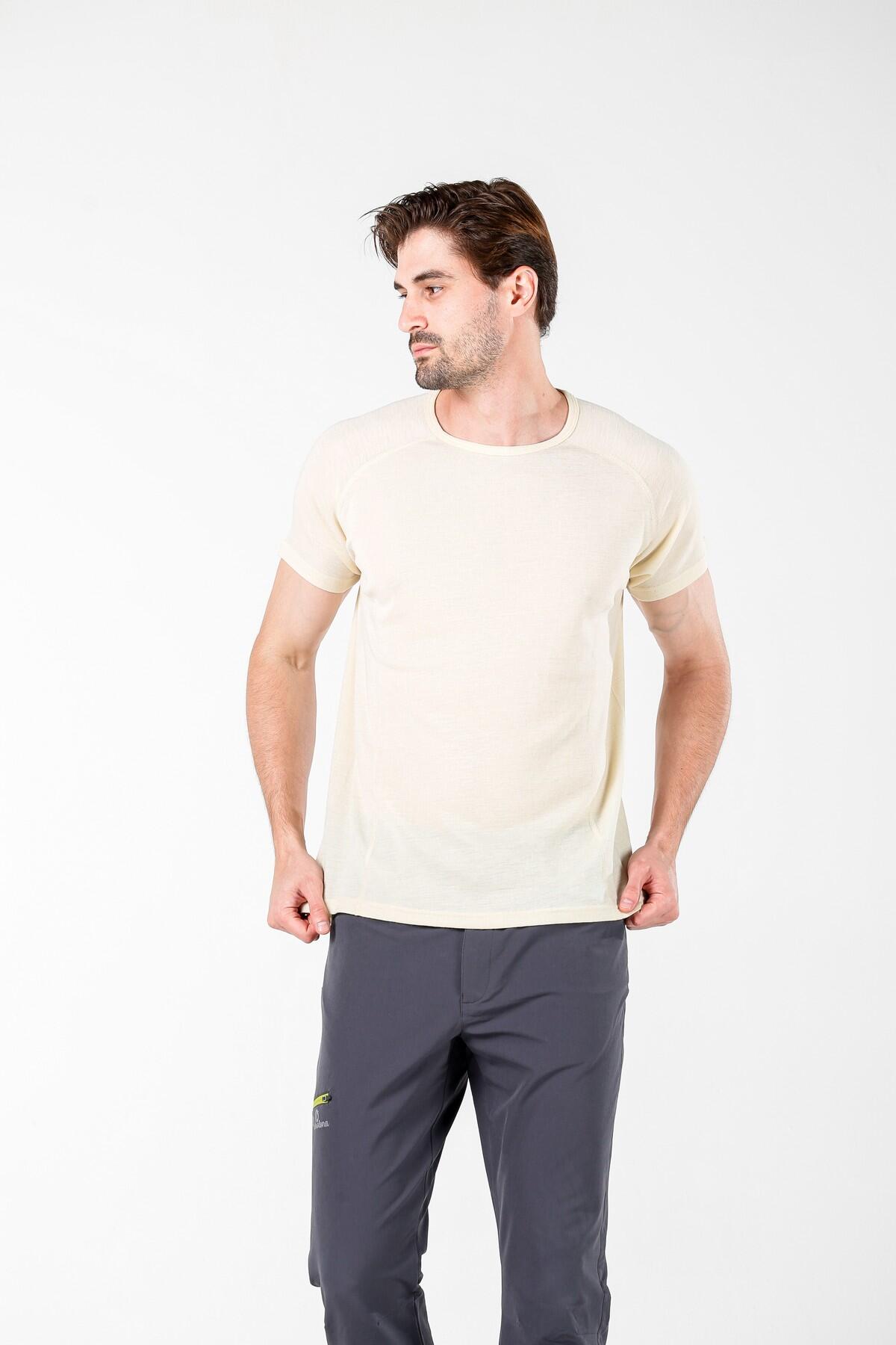 Berg - 100% Wełny Merino Koszulka (195 g/m²) XXL, Kremowy