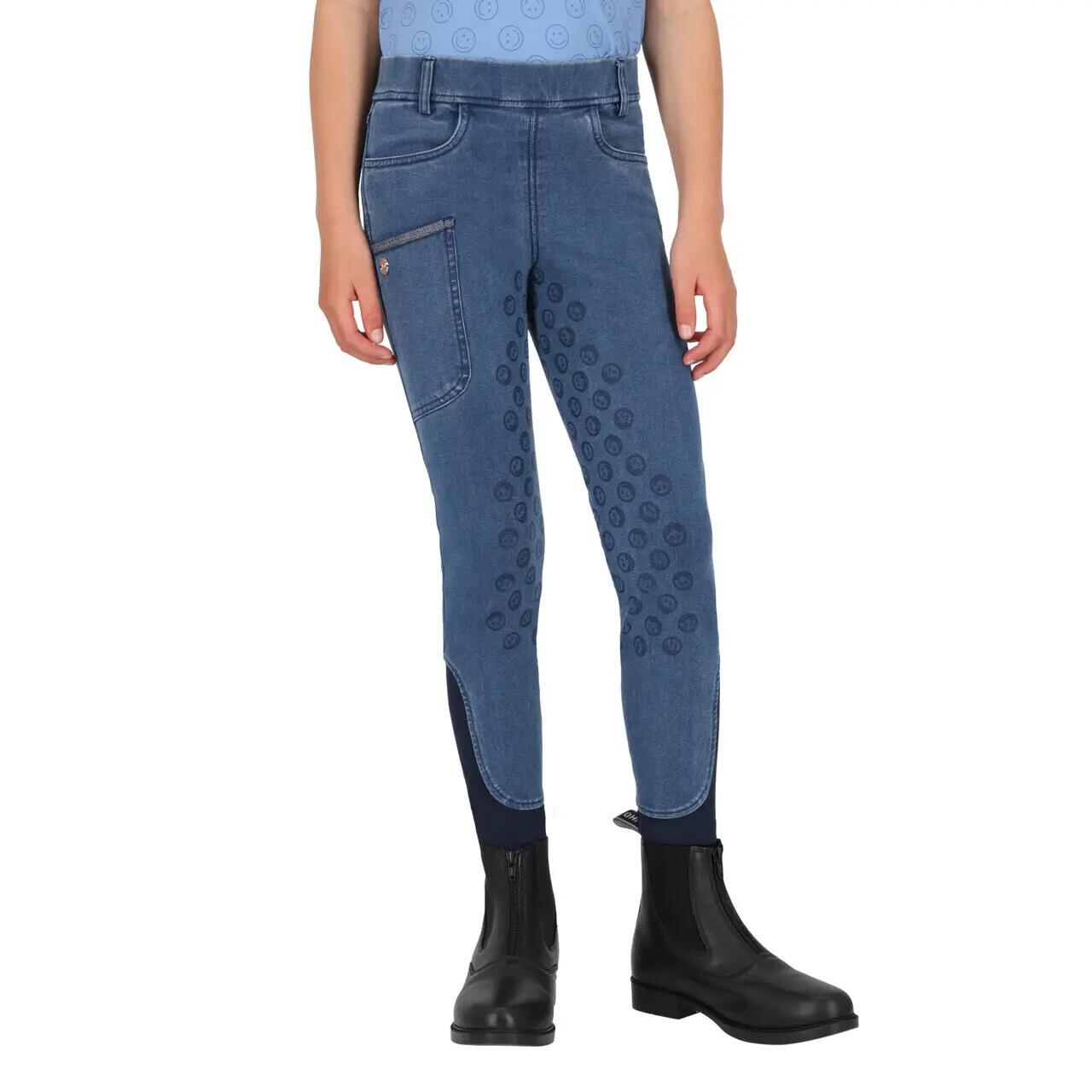 Dziewczęce legginsy jeździeckie z pełną przyczepnością QHP Aubree