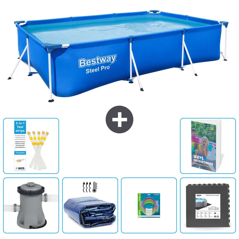 BESTWAY Basen Steel Pro Prostokątny - 300x201x66 cm - 7-częściowy S177