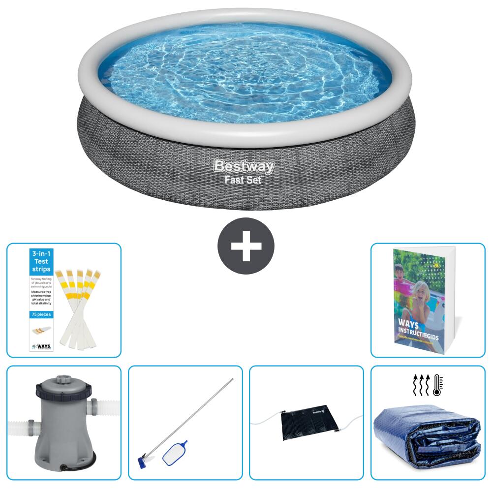 BESTWAY Basen Fast Set Okrągły - 366x76 cm - 7-częściowy S235