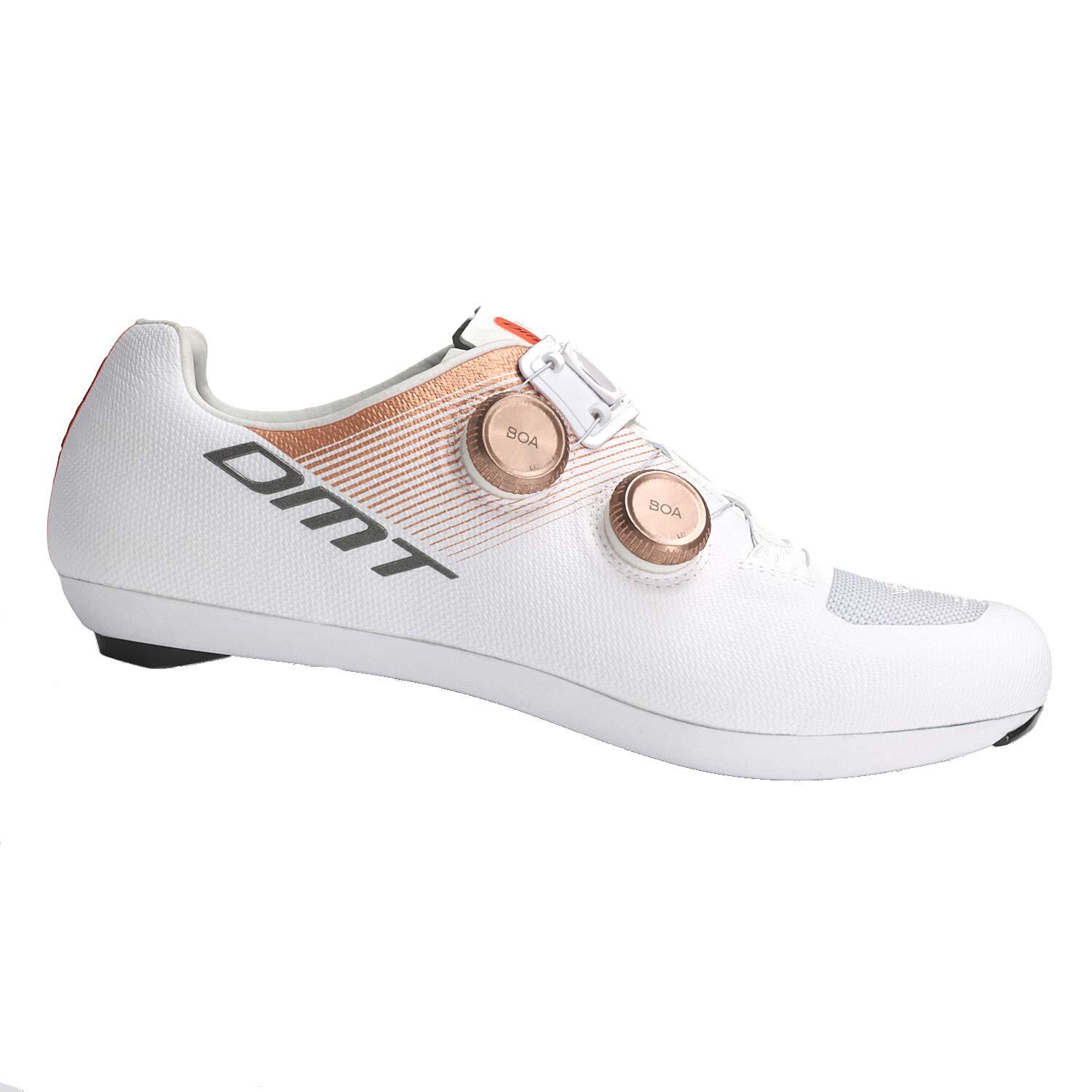 DMT KR0 Evo Białe/Mosiężne buty szosowe - Inżynieryjna dzianina 3D, BOA