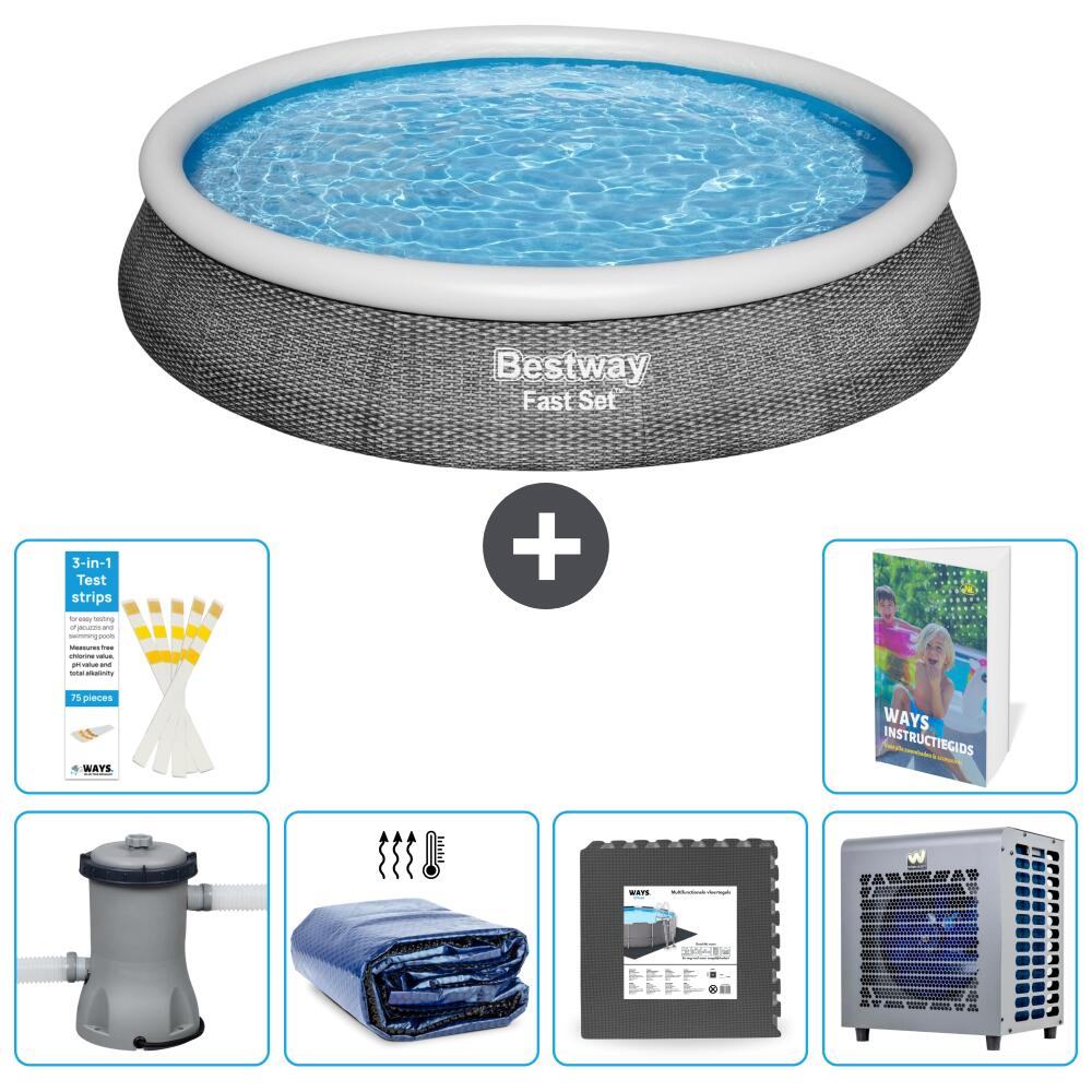BESTWAY Basen Fast Set Okrągły - 396x84 cm - 7-częściowy S190