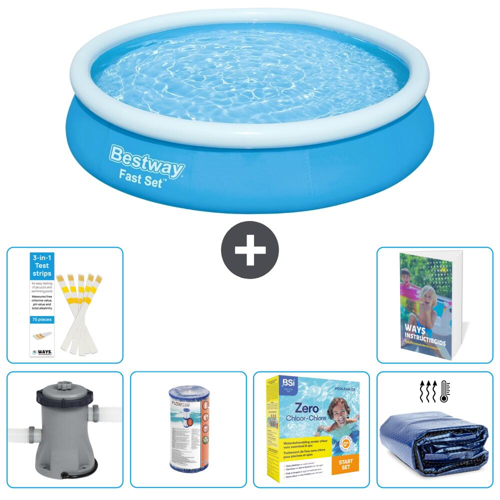 BESTWAY Basen Fast Set Okrągły - 366x76 cm - 7-częściowy S224