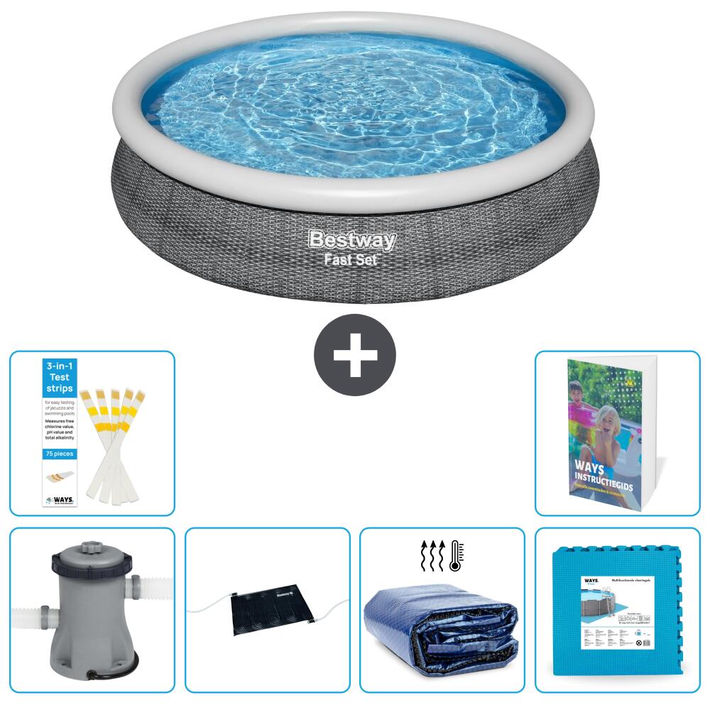 BESTWAY Basen Fast Set Okrągły - 366x76 cm - 7-częściowy S340