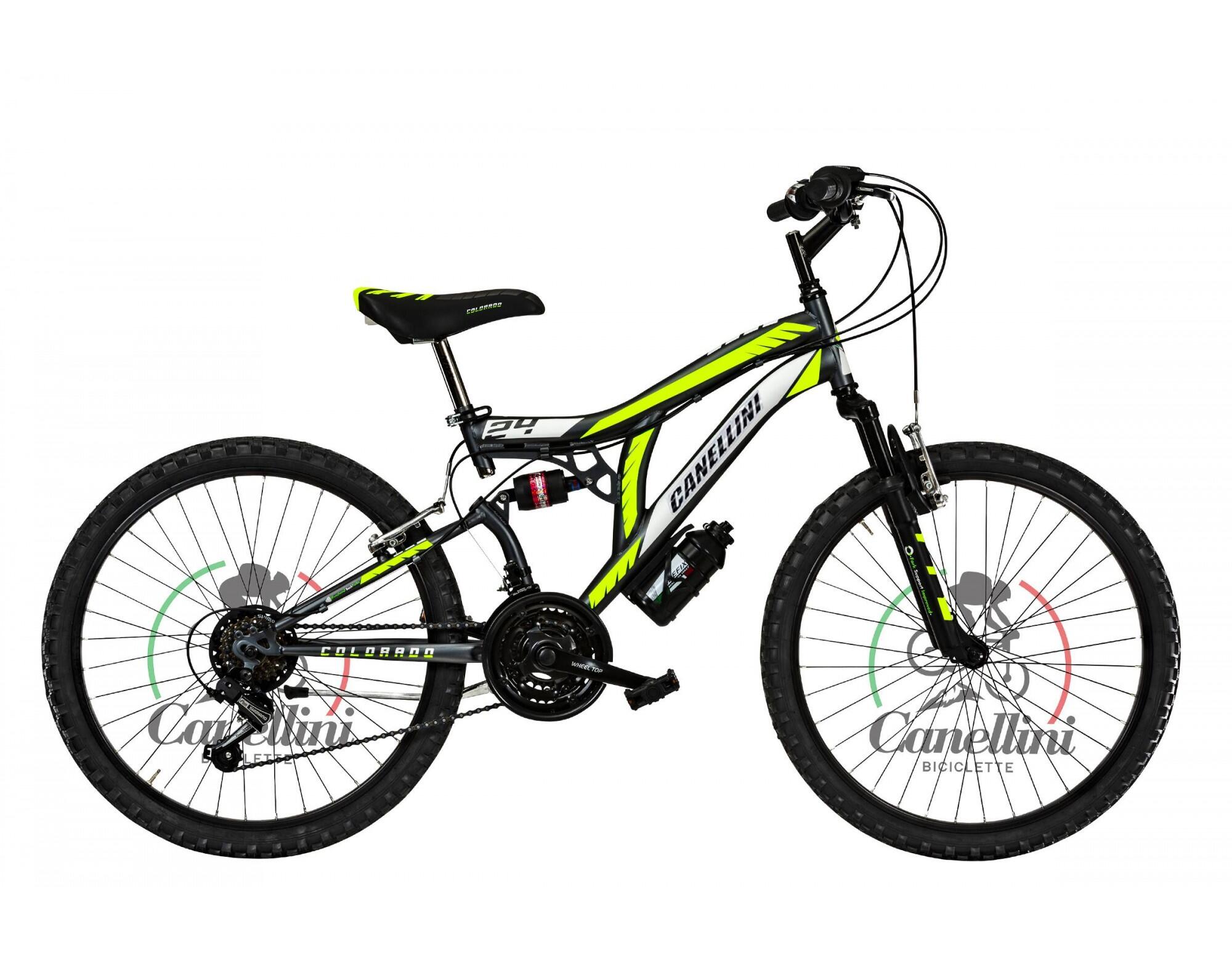 Rower Dziecięcy MTB Canellini COLORADO 24 z pełnym zawieszeniem - Czarny/Żółty