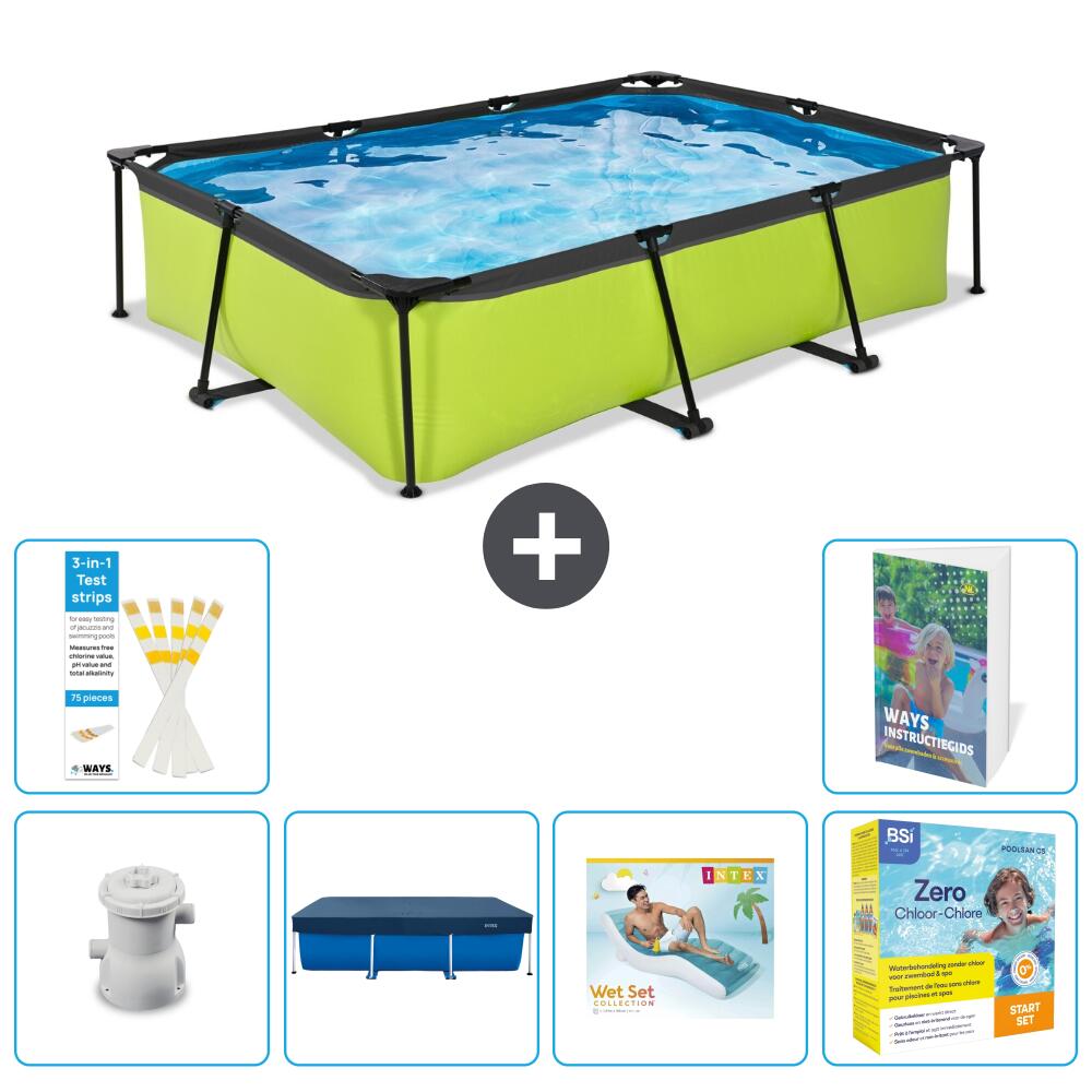 EXIT TOYS Basen Prostokątny - 300x200x65 cm - 7-częściowy S309