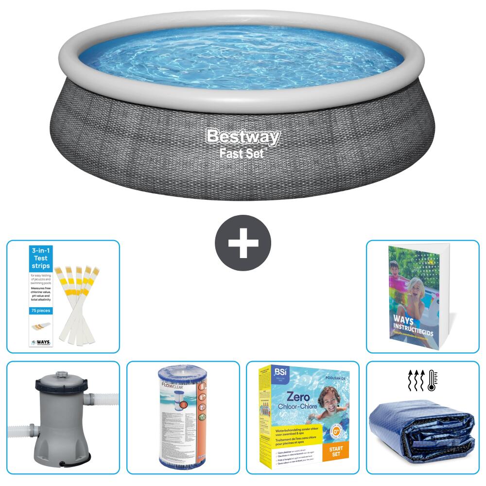 BESTWAY Basen Fast Set Okrągły - 457x84 cm - 7-częściowy S224