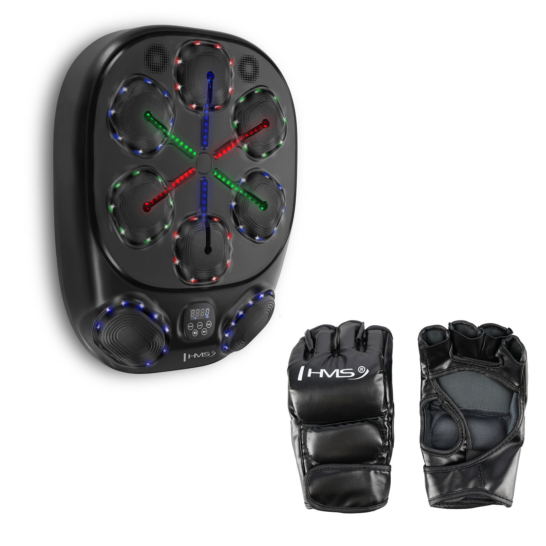 Tarcza bokserska elektroniczna HMS TB10 Bluetooth z rękawicami MMA
