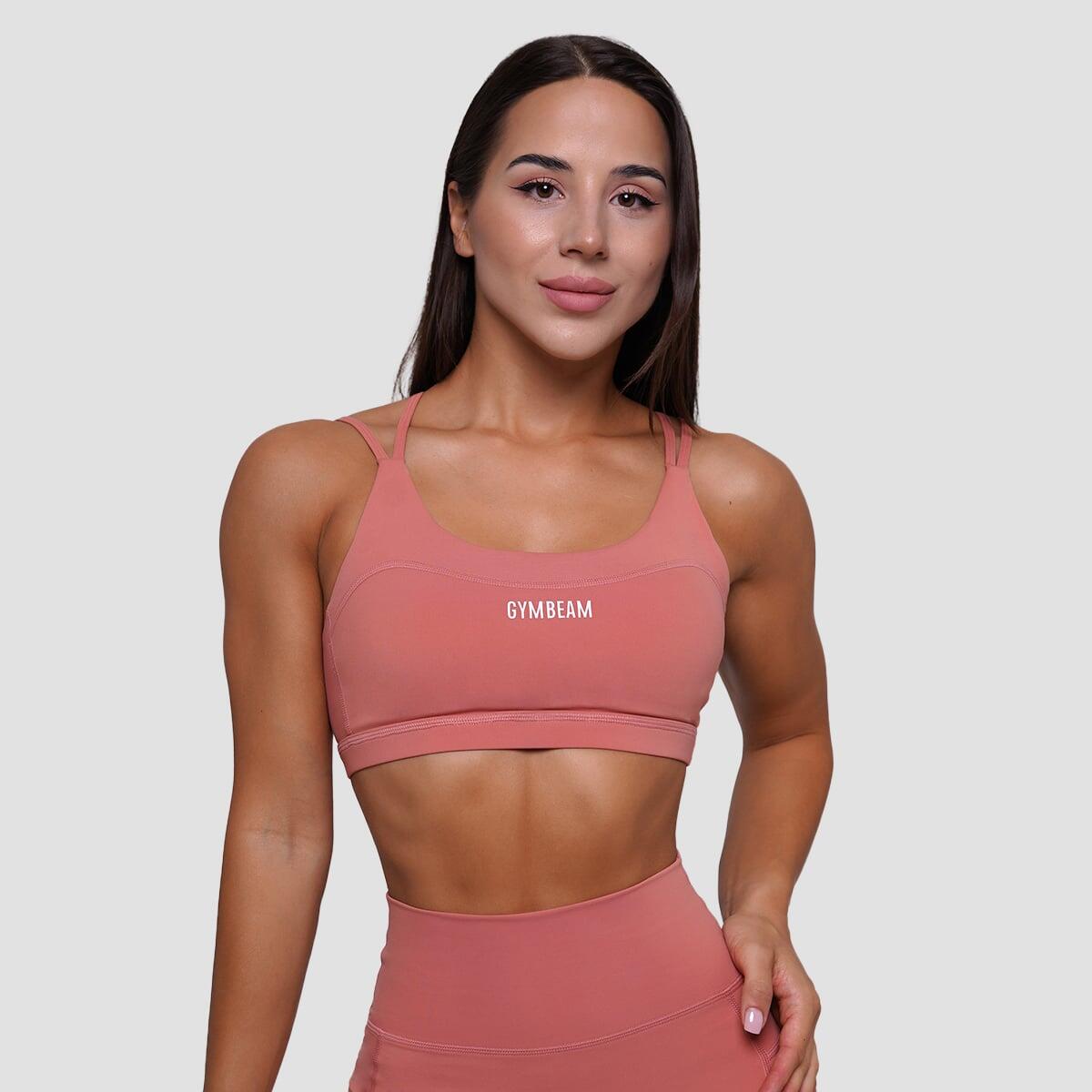 Biustonosz sportowy damski fitness bez zapięcia łososiowy FIT