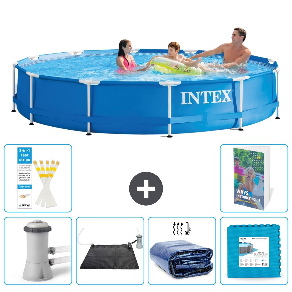 INTEX Basen ze stelażem Okrągły - 366x76 cm - 7-częściowy S340