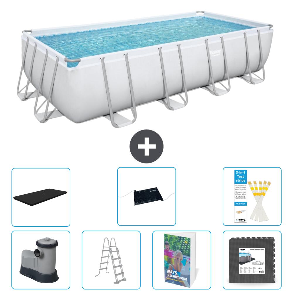 BESTWAY Basen Power Steel Prostokątny - 549x274x122 cm - 8-częściowy S543