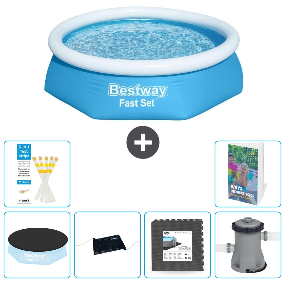 BESTWAY Basen Fast Set Okrągły - 244x61 cm - 7-częściowy S21