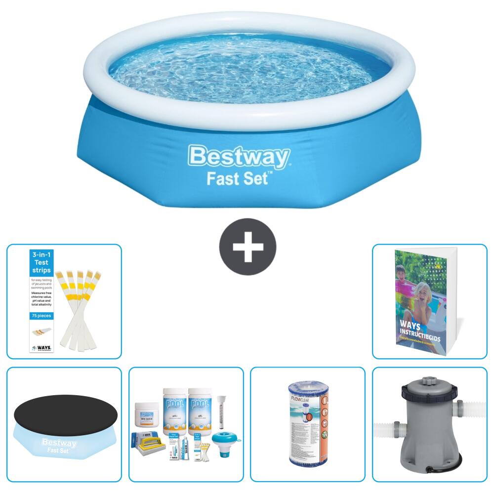 BESTWAY Basen Fast Set Okrągły - 244x61 cm - 7-częściowy S34