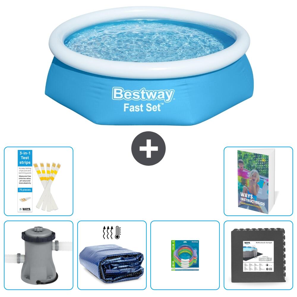 BESTWAY Basen Fast Set Okrągły - 244x61 cm - 7-częściowy S177