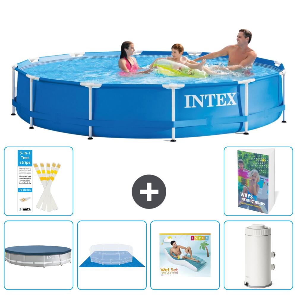 INTEX Basen ze stelażem Okrągły - 366x76 cm - 7-częściowy S148