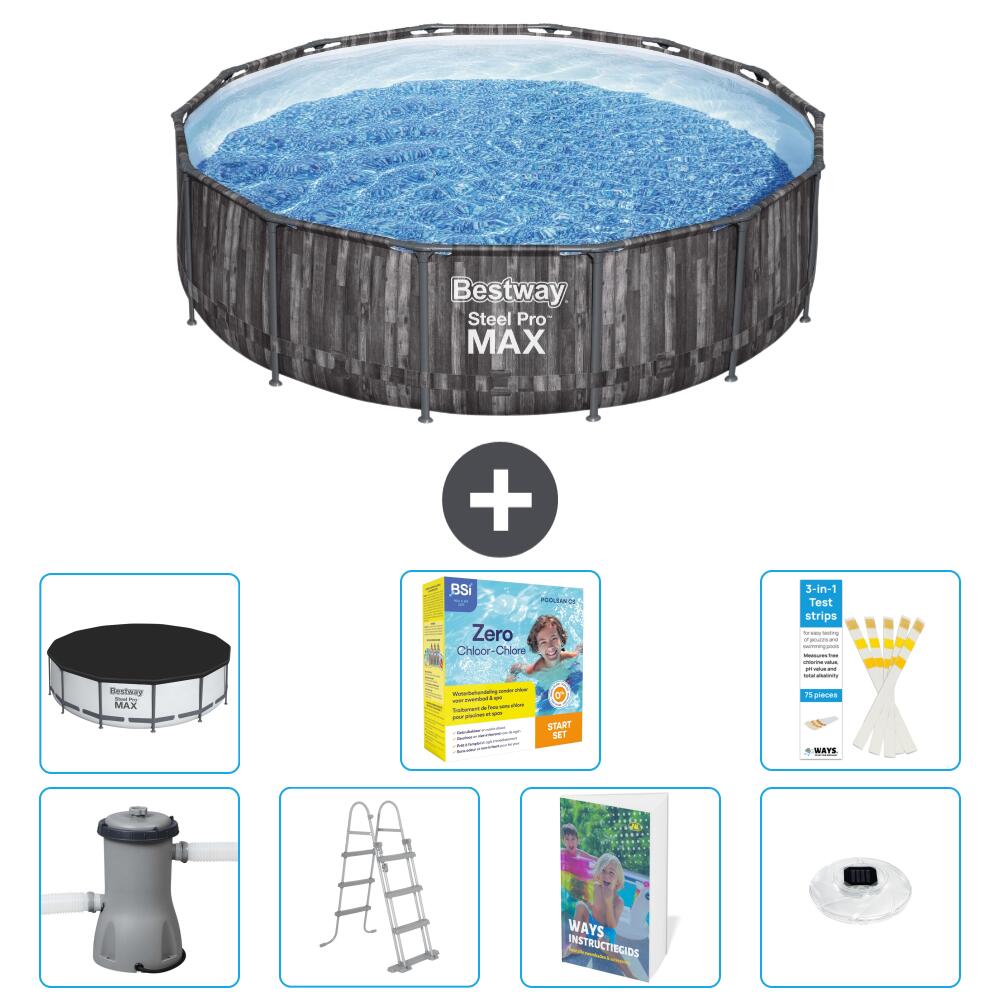 BESTWAY Basen Steel Pro MAX Okrągły - 427x107 cm - 8-częściowy S526