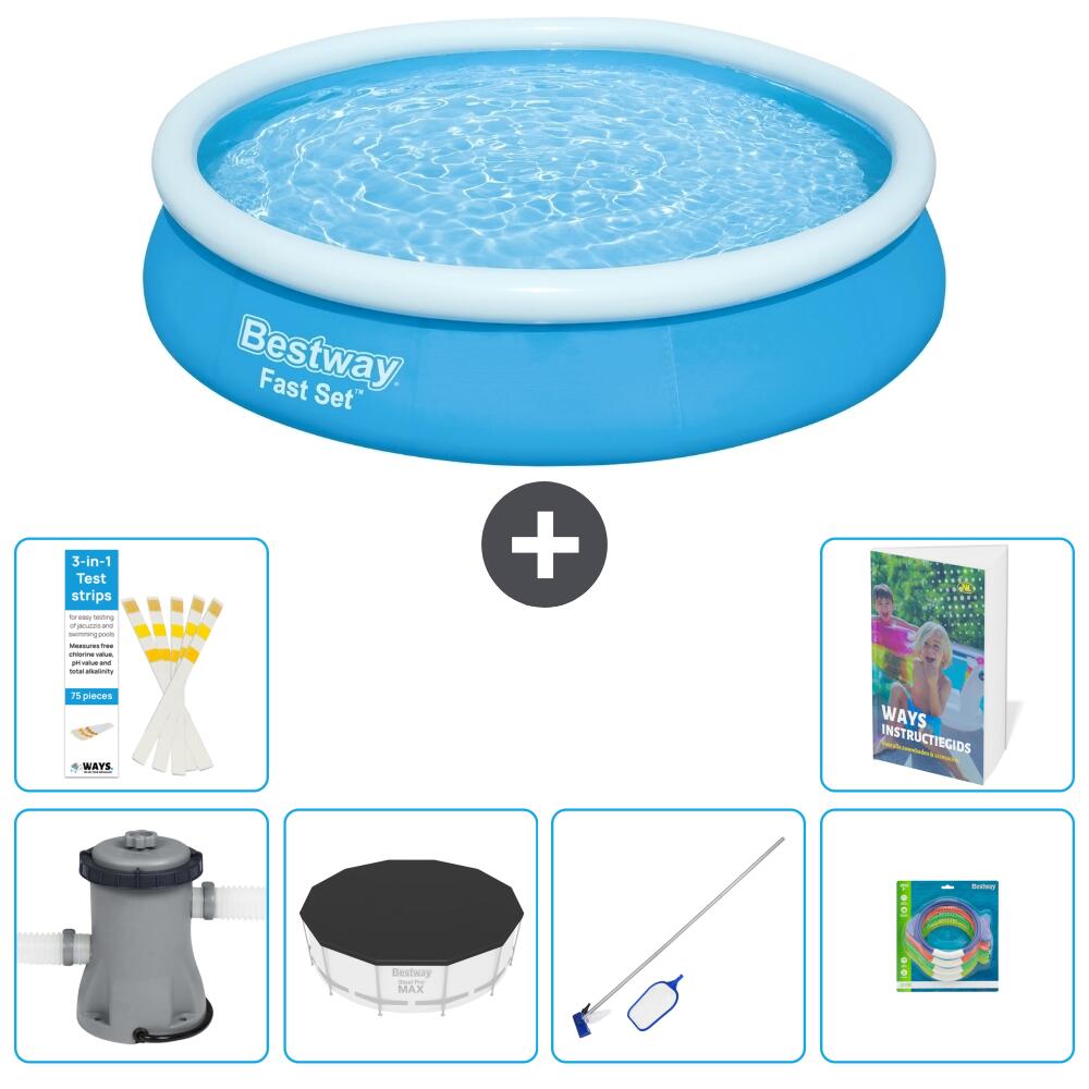 BESTWAY Basen Fast Set Okrągły - 366x76 cm - 7-częściowy S299