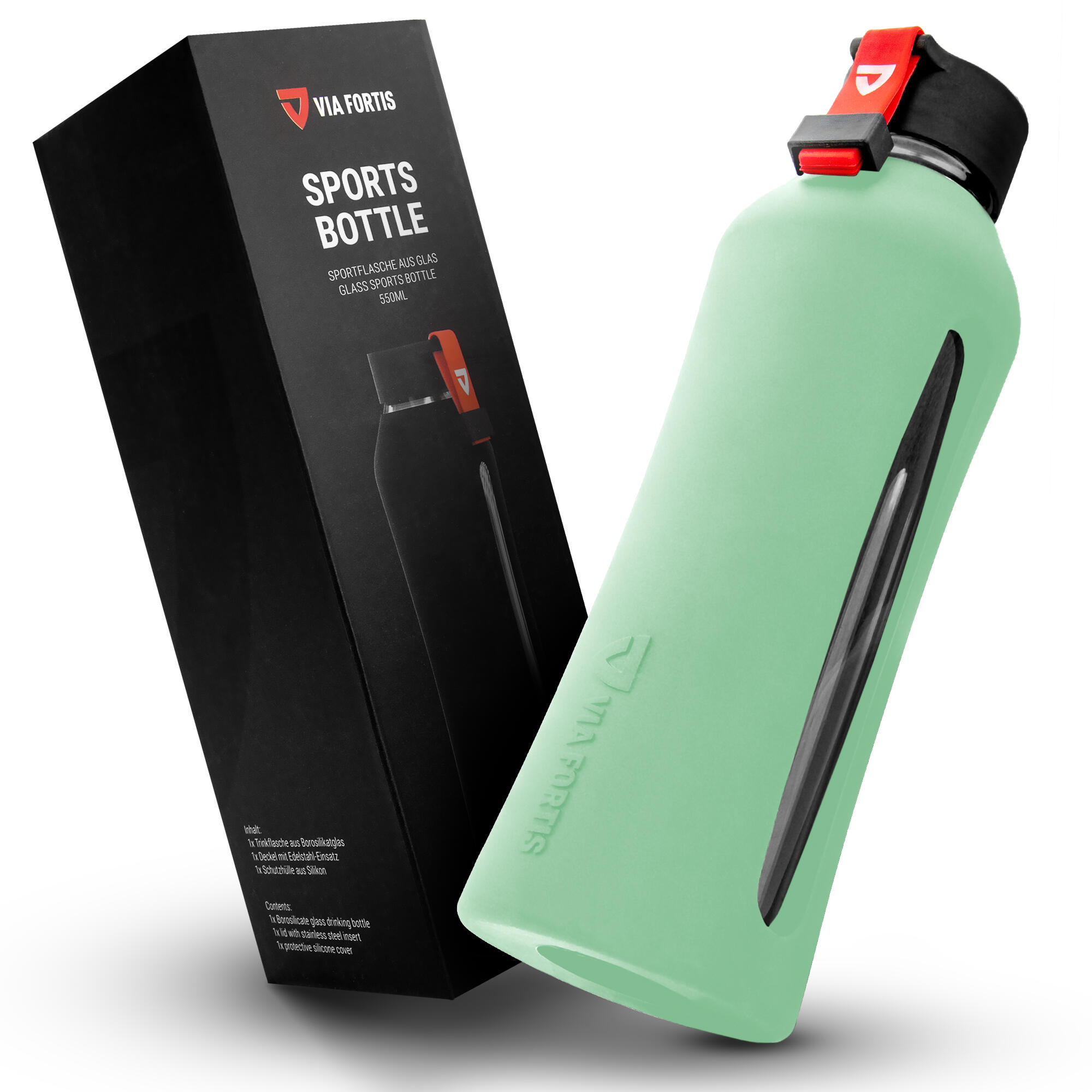 Butelka szklana dla sportowców VIA FORTIS - 550ml