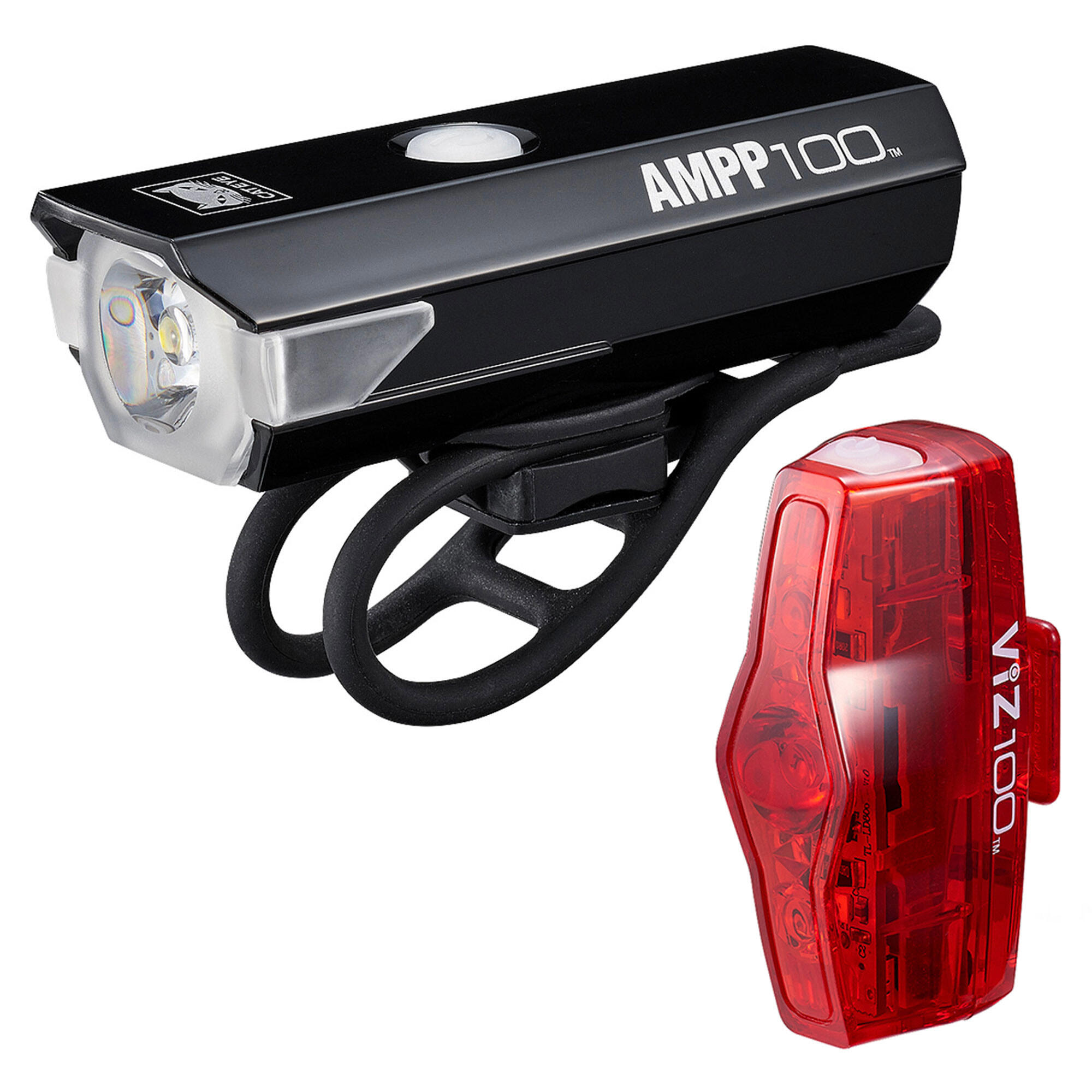 przednie i tylne światła rowerowe Cateye Ampp 100 & Viz 100