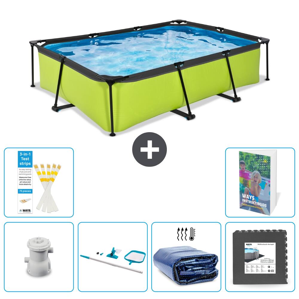EXIT TOYS Basen Prostokątny - 300x200x65 cm - 7-częściowy S217