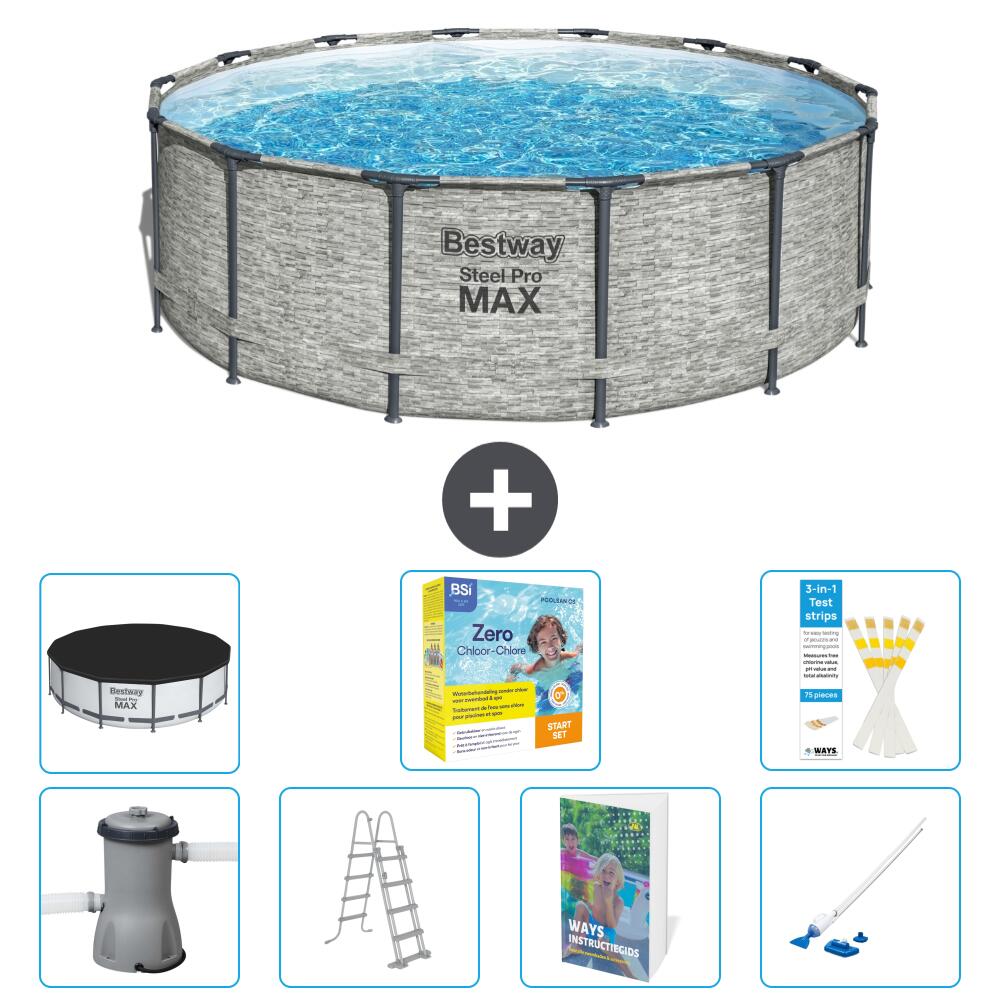 BESTWAY Basen Steel Pro MAX Okrągły - 427x122 cm - 8-częściowy S544