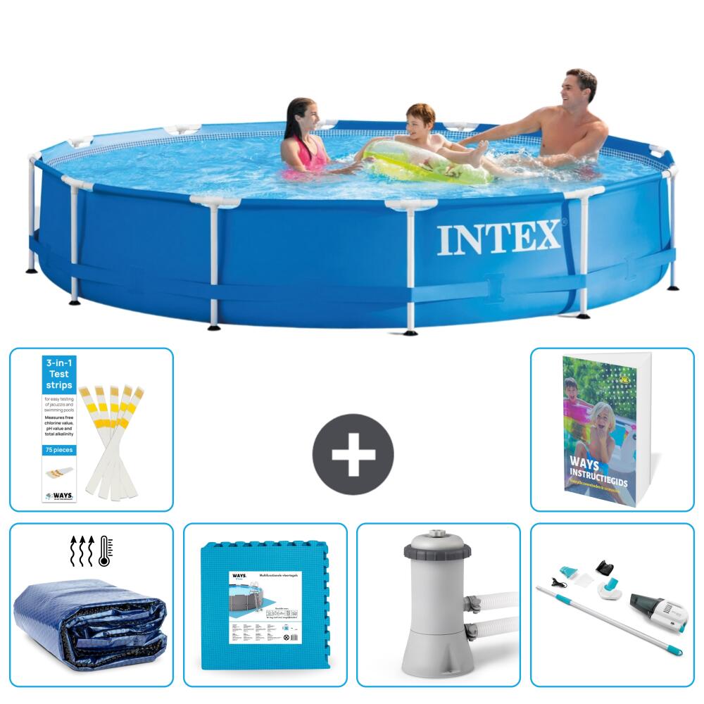 INTEX Basen ze stelażem Okrągły - 366x76 cm - 7-częściowy S145