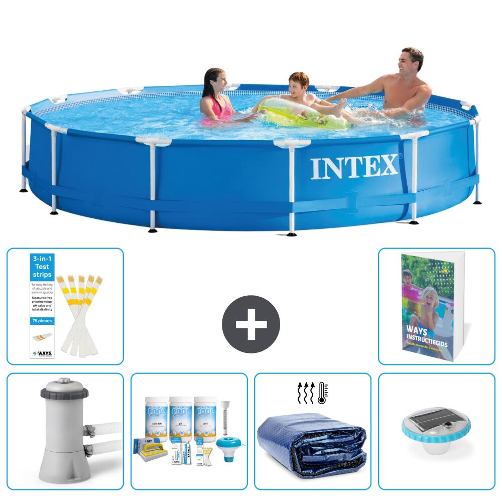 INTEX Basen ze stelażem Okrągły - 366x76 cm - 7-częściowy S228
