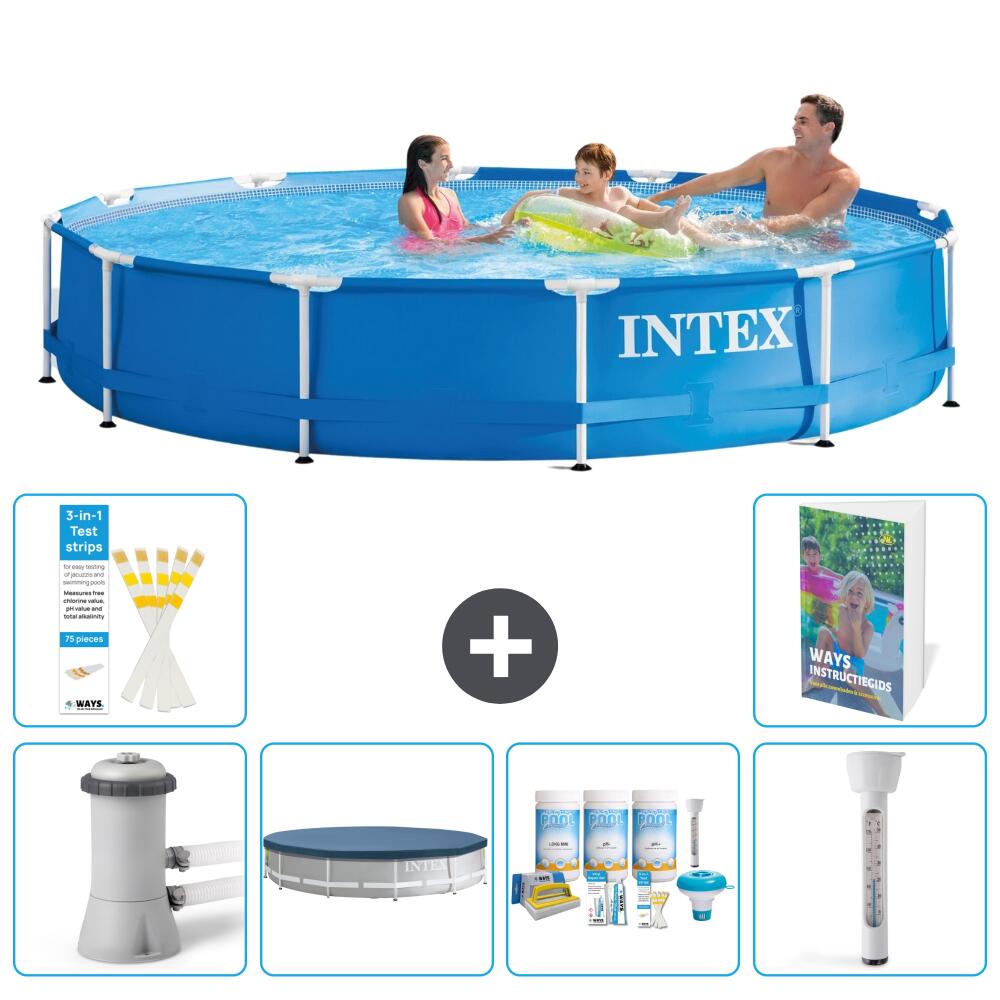INTEX Basen ze stelażem Okrągły - 366x76 cm - 7-częściowy S226