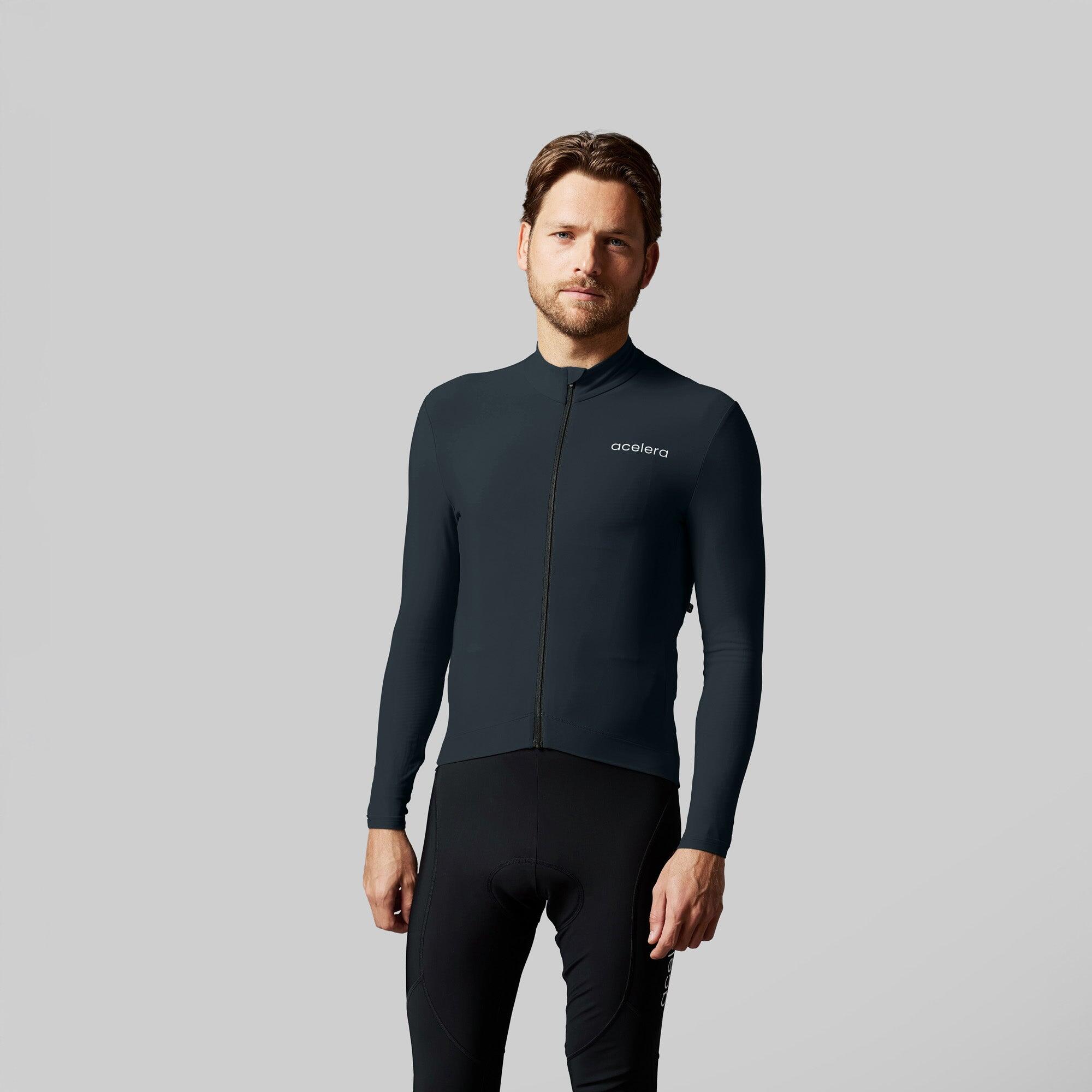 Ciepła męska koszulka kolarska z długim rękawem